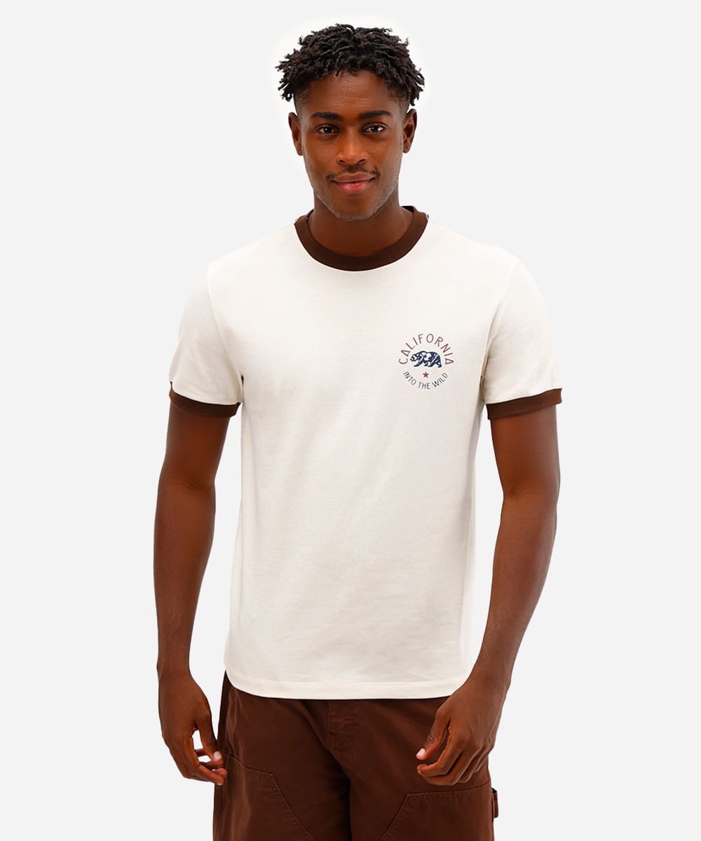 camiseta masculina de algodão california off white