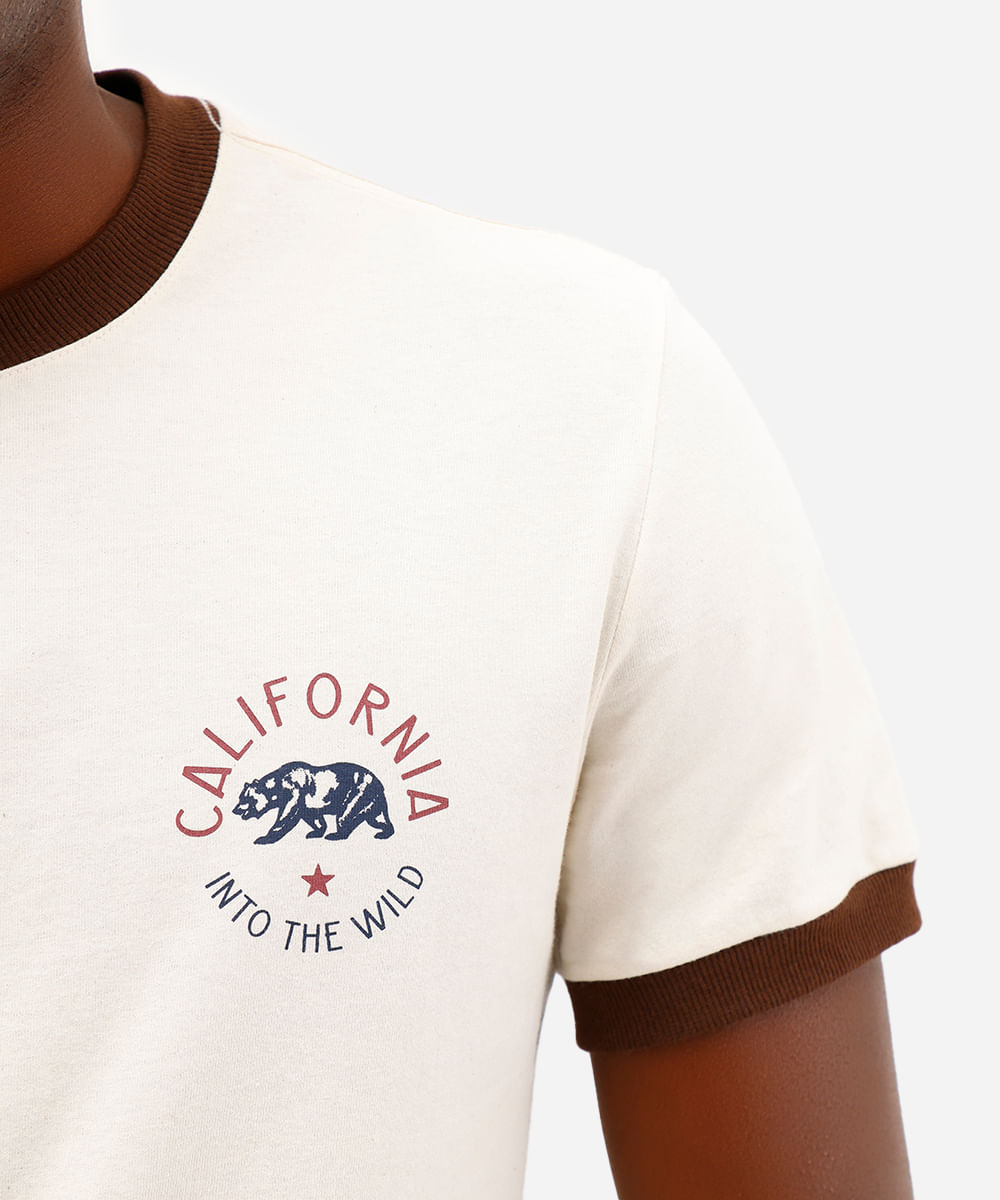 camiseta masculina de algodão california off white