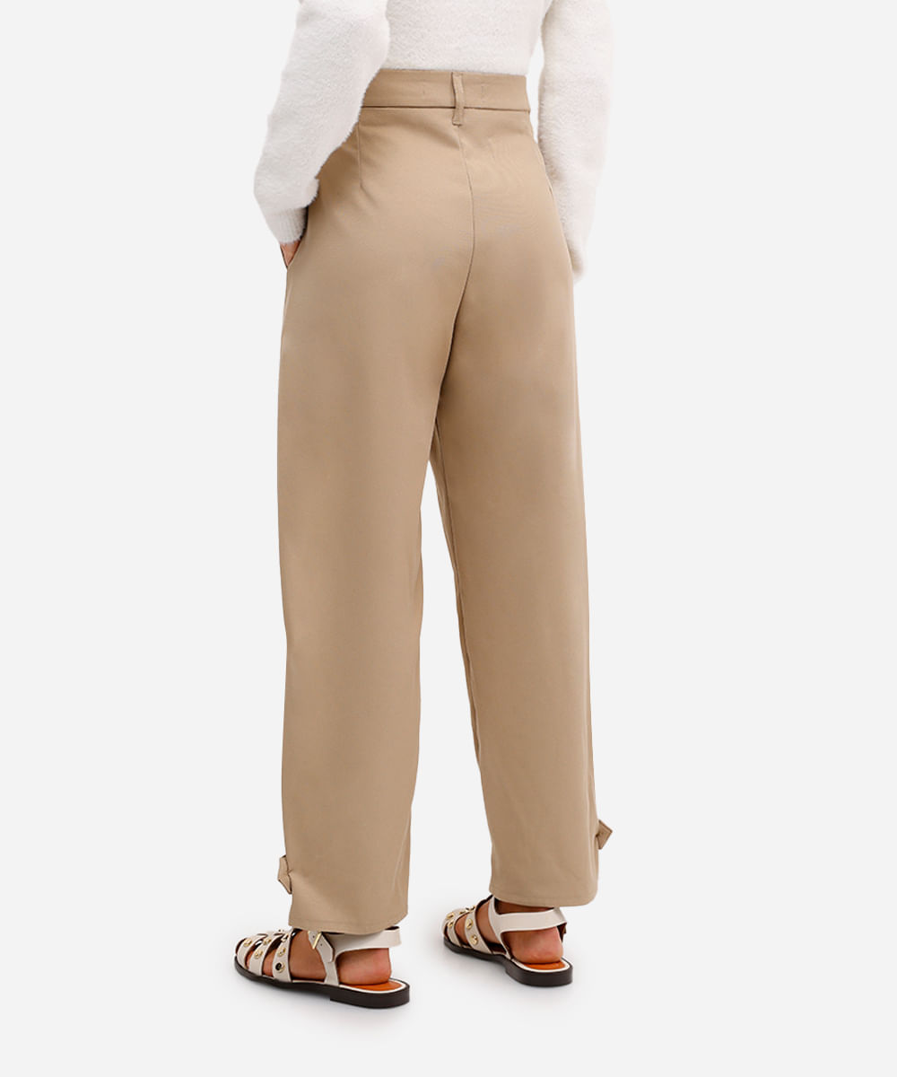 calça balloon feminina de alfaiataria bege