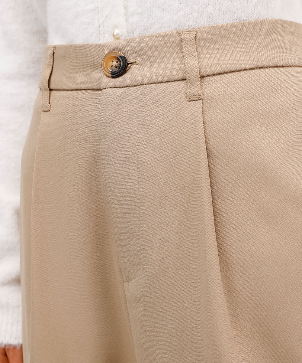 calça balloon feminina de alfaiataria bege