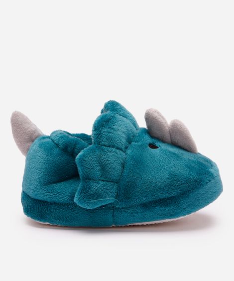 pantufa infantil dinossauro com antiderrapante verde