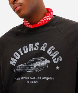 camiseta oversized masculina de algodão motors e gas preta