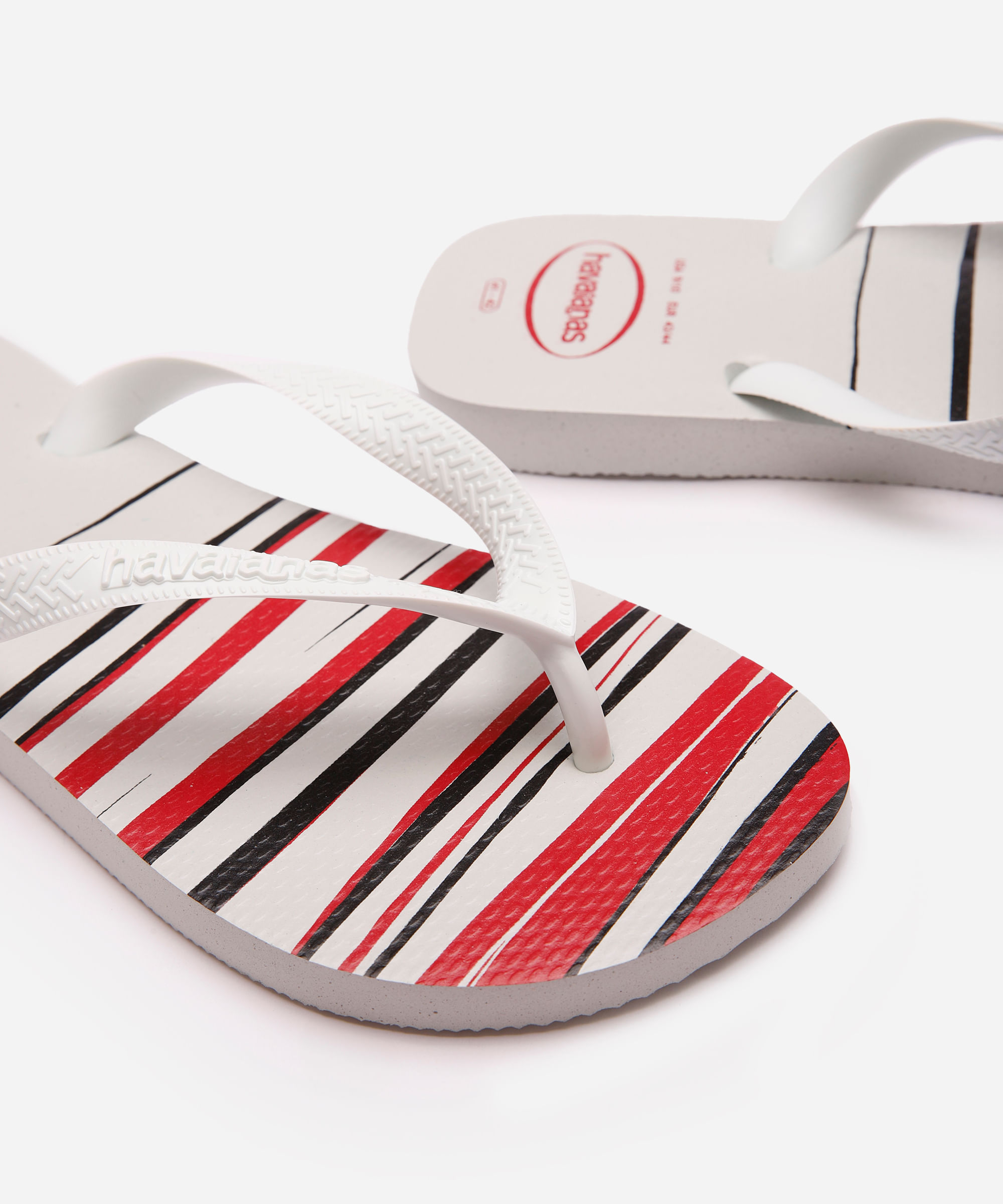 chinelo masculino havaianas listrado branco