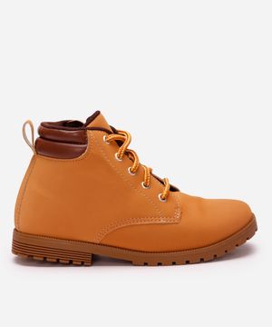 bota coturno infantil cano médio com recortes bege