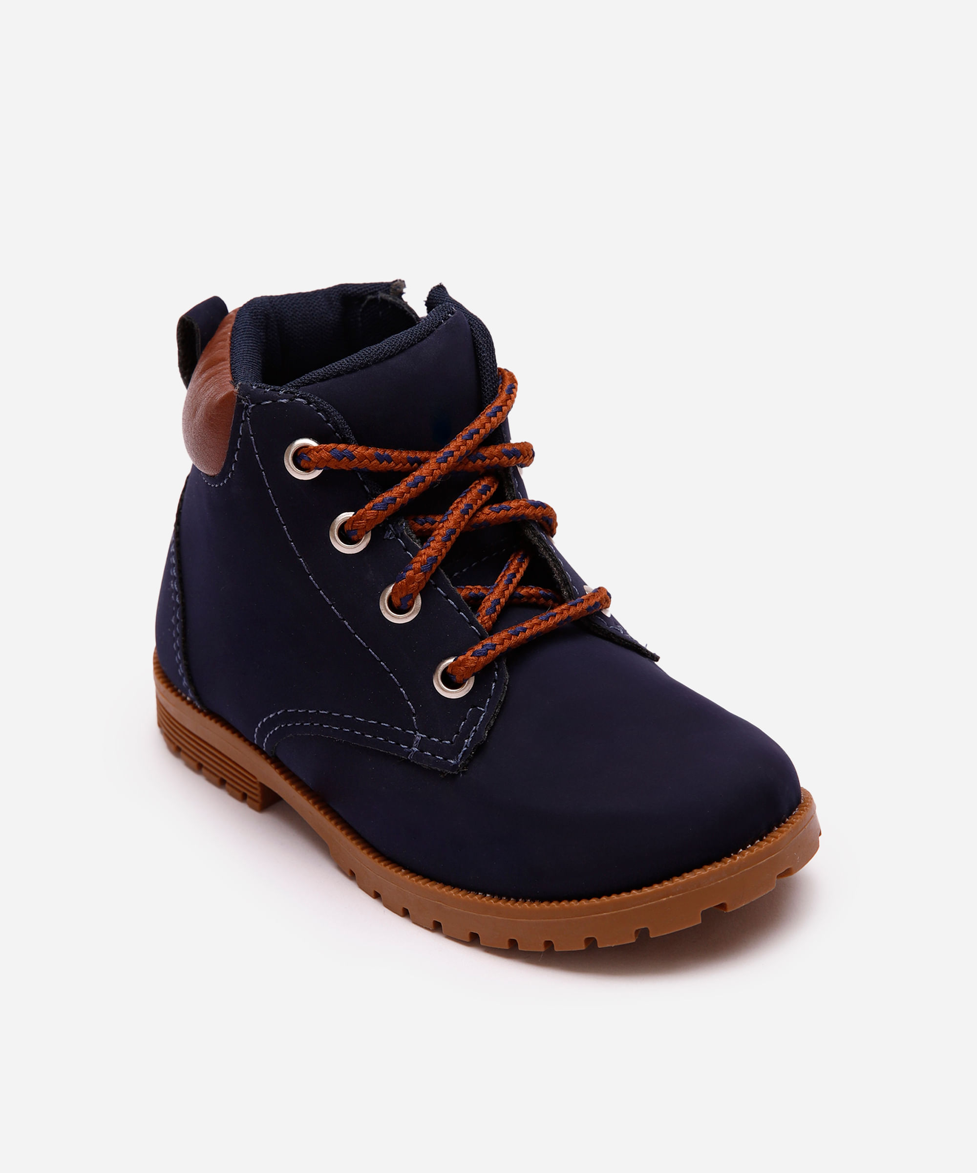 bota coturno infantil cano médio com recortes azul
