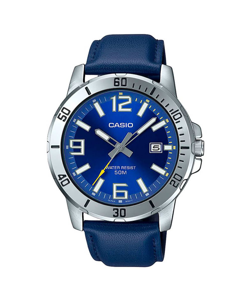 relógio masculino casio mtp vd01l-2bvudf analógico calendário prateado