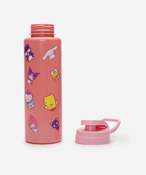 garrafa de plástico hello kitty e amigos 750ml rosa