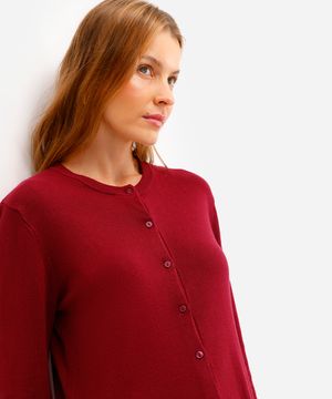 cardigan feminino de tricot vinho