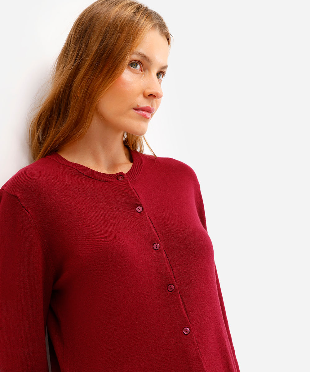 cardigan feminino de tricot vinho