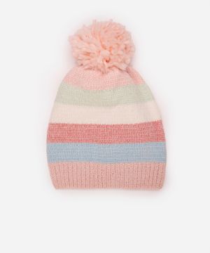 kit infantil gorro e luva listrado colorida