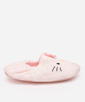 pantufa infantil hello kitty com antiderrapante branca
