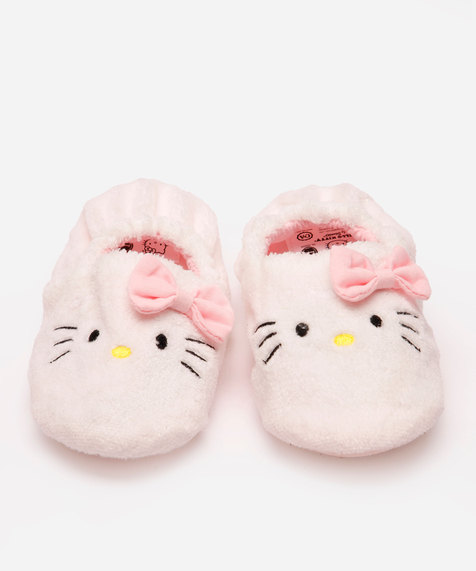 pantufa infantil hello kitty com antiderrapante branca