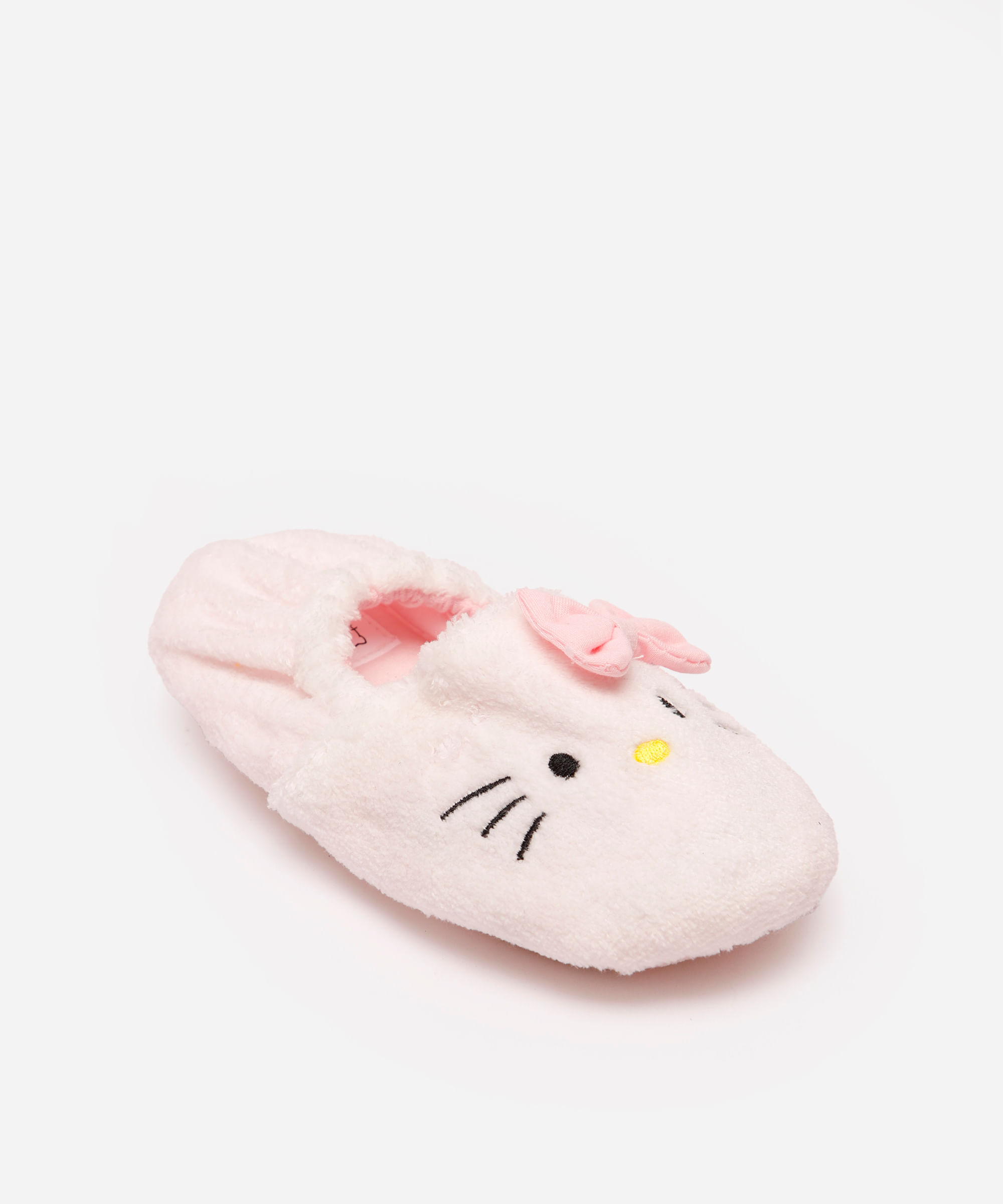 pantufa infantil hello kitty com antiderrapante branca