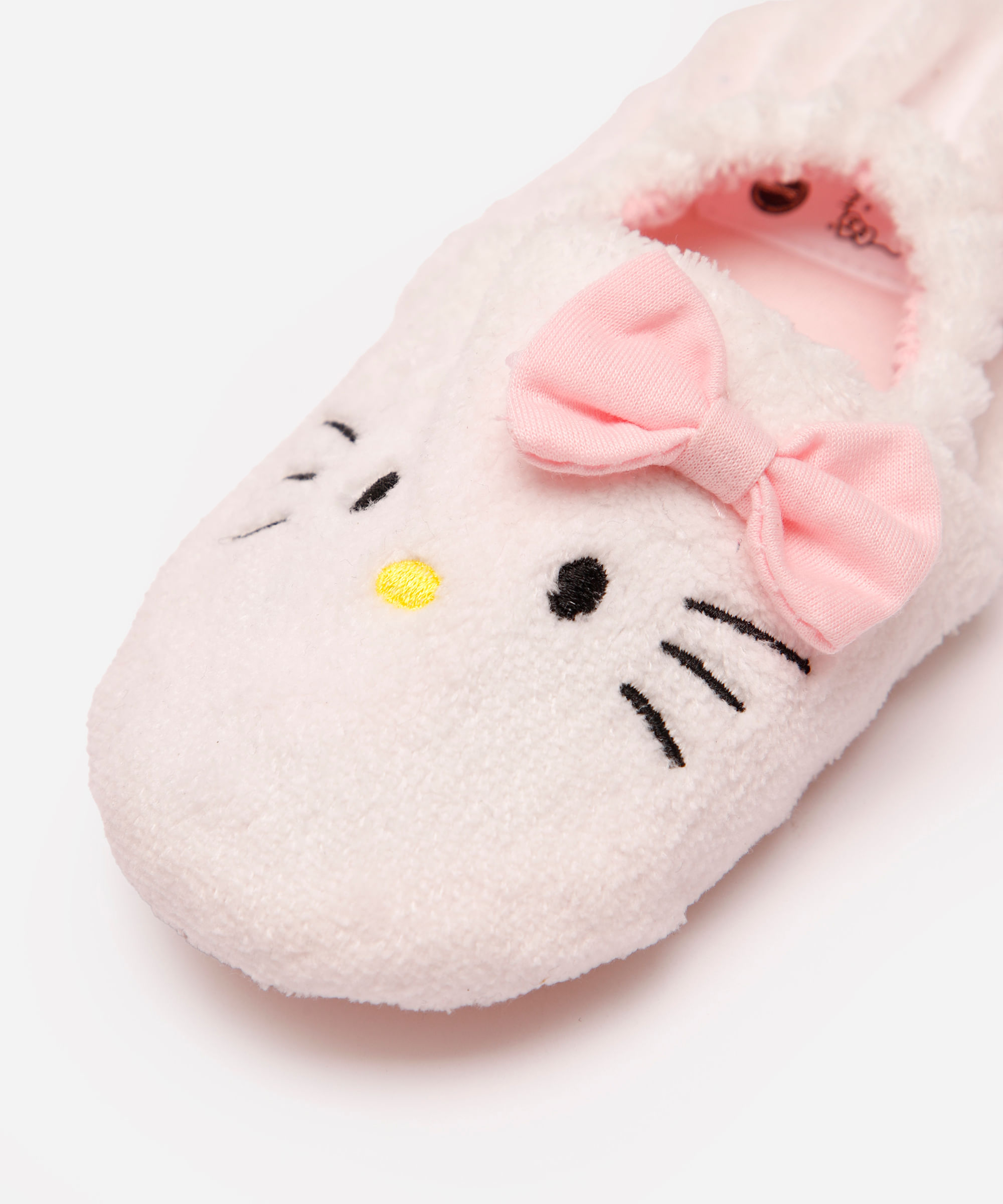 pantufa infantil hello kitty com antiderrapante branca