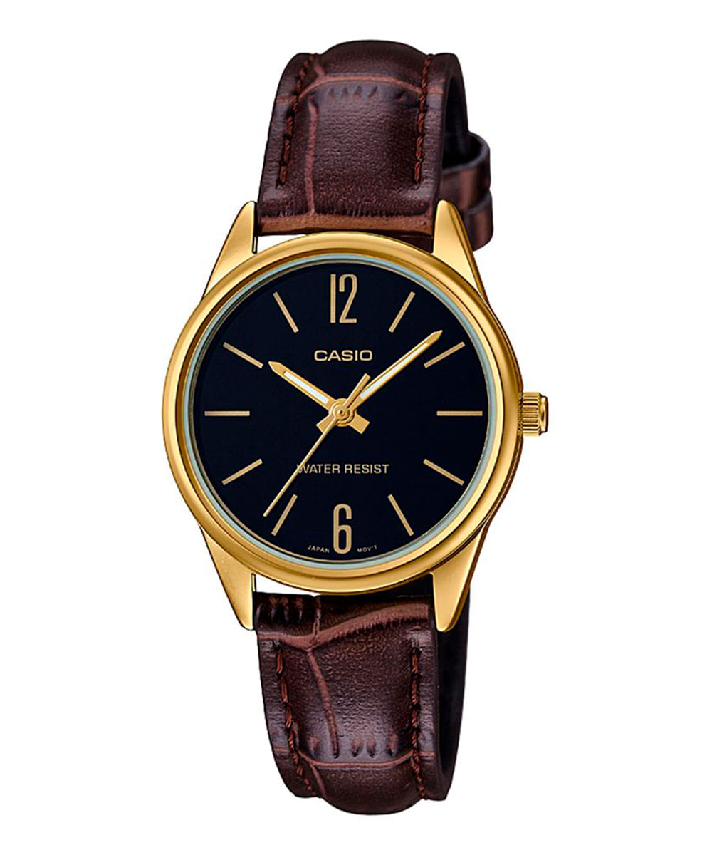 relógio feminino casio ltp v005gl 1budf analógico dourado - dourado