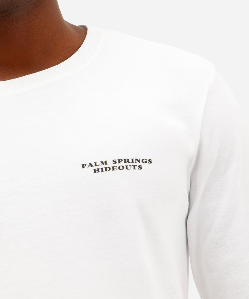camiseta masculina de algodão manga longa palm springs off white