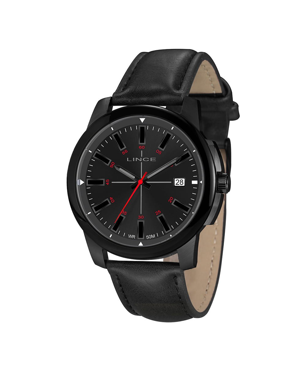 relógio masculino lince mrc4819l48p1px analógico calendário preto
