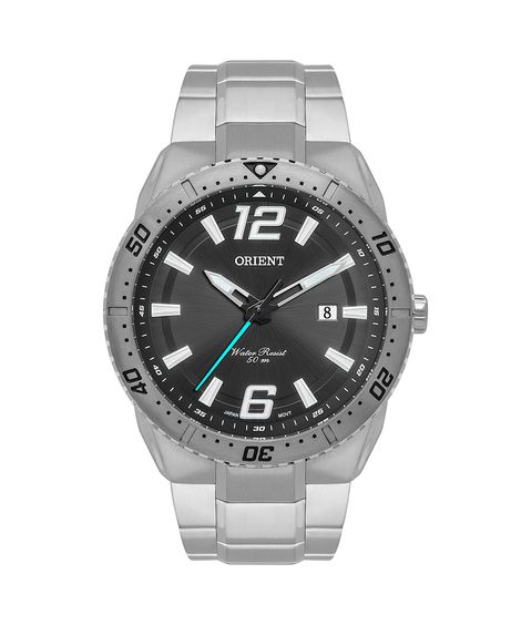 relógio masculino orient mbss1474p2sx analógico-calendário prateado