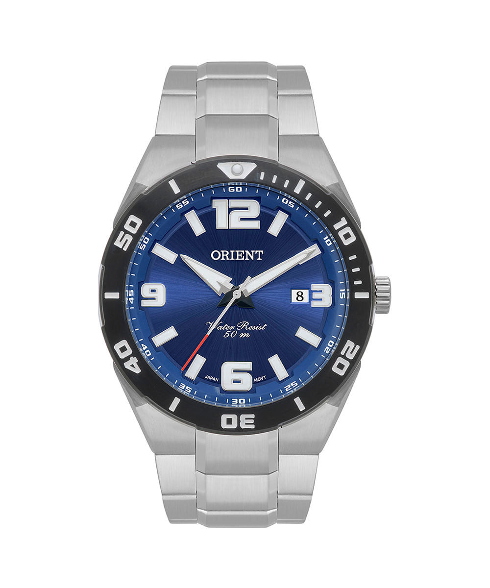 relógio masculino orient mbss1476d2sx analógico-calendário prateado