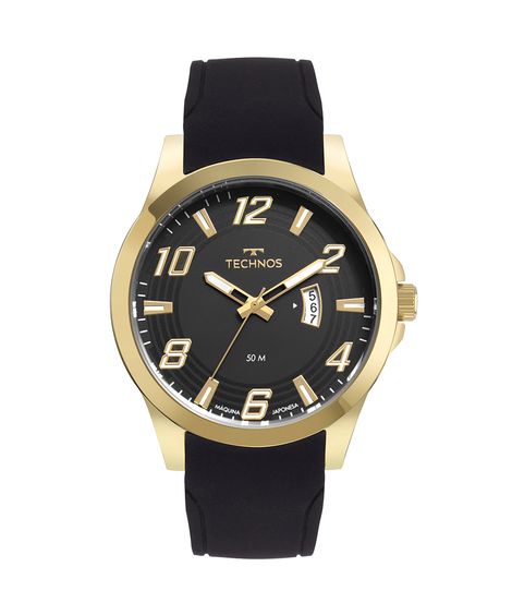 relógio masculino technos 2115kqa8p analógico-calendário dourado