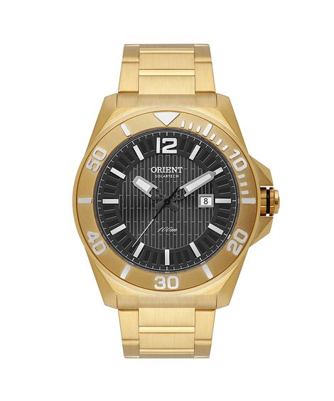 relógio masculino orient mgss1292g2kx analógico calendário dourado