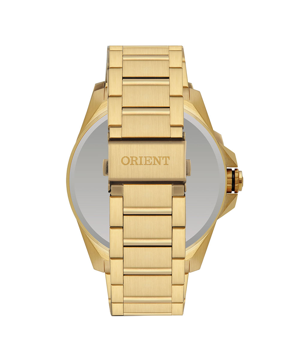 relógio masculino orient mgss1292g2kx analógico calendário dourado