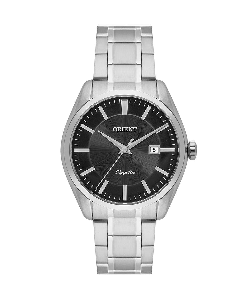 relógio masculino orient mbss1454g1sx analógico-calendário prateado