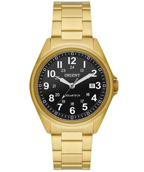 relógio masculino orient mgss1285p2kx analógico calendário dourado