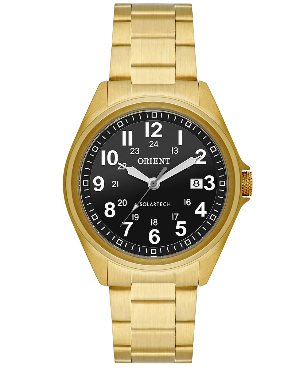 relógio masculino orient mgss1285p2kx analógico calendário dourado