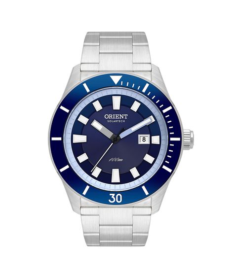 relógio masculino orient mbss1499d1sx analógico calendário prateado