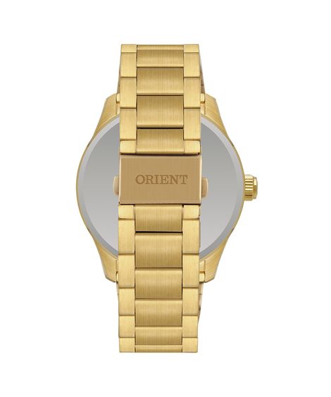 relógio masculino orient mgss1291g1kx analógico calendário dourado