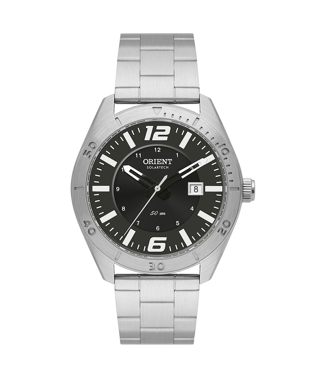 relógio masculino orient mbss1497g2sx analógico calendário prateado