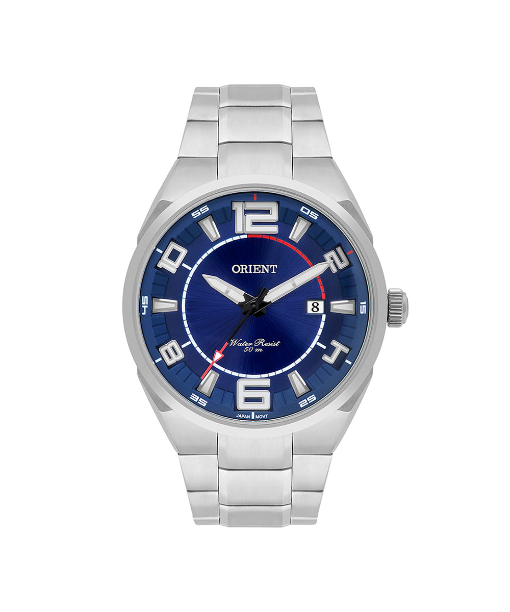 relógio masculino orient mbss1462d2sx analógico-calendário prateado