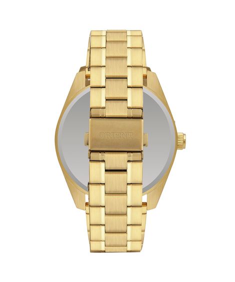 relógio masculino orient mgss1288g2kx analógico calendário dourado