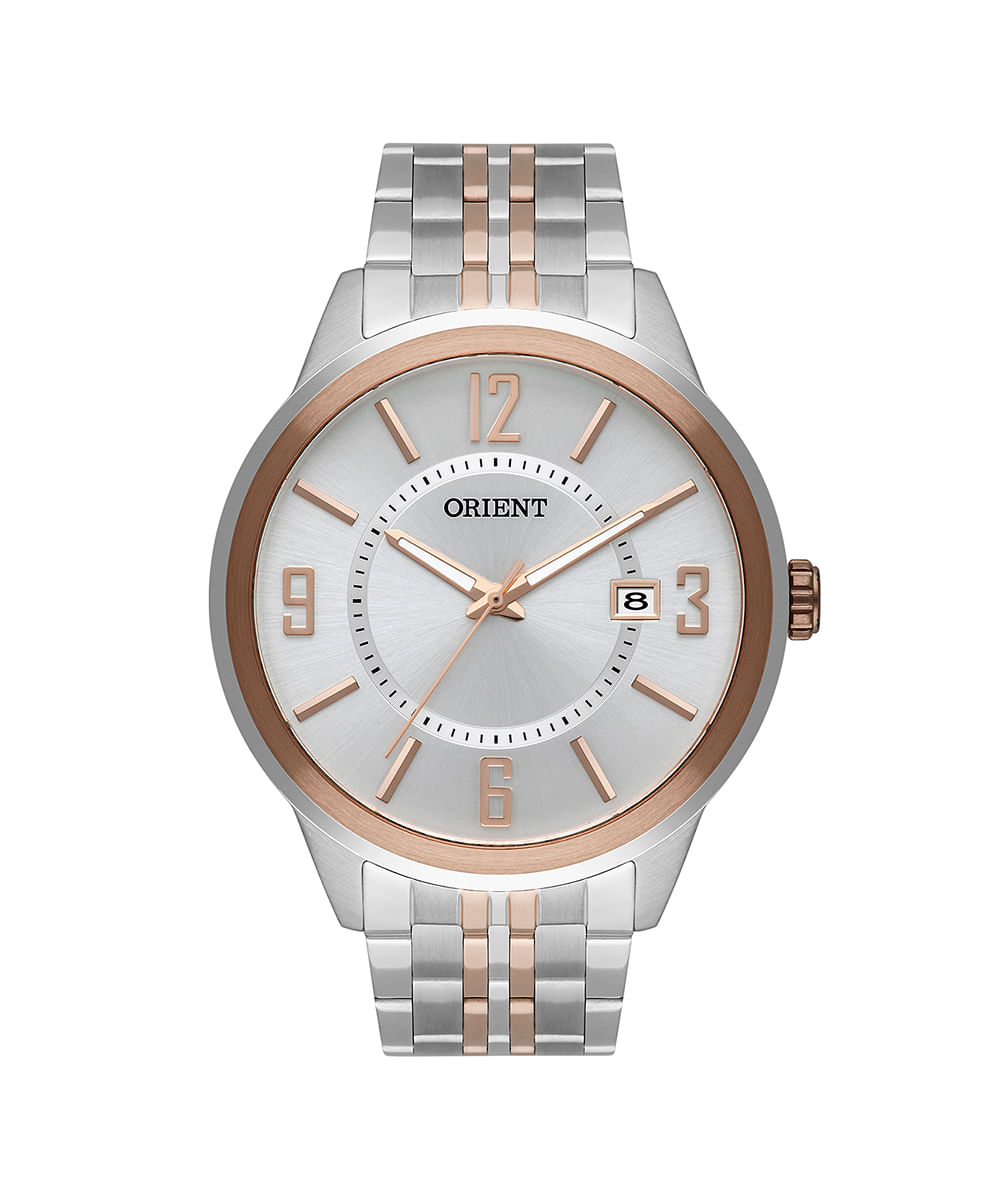 relógio masculino orient mtss1104s2sr analógico calendário prateado