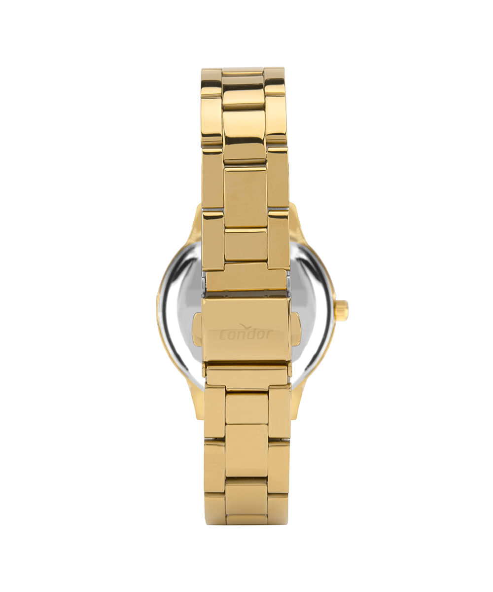 kit relógio feminino condor co2035nlmk4k analógico dourado
