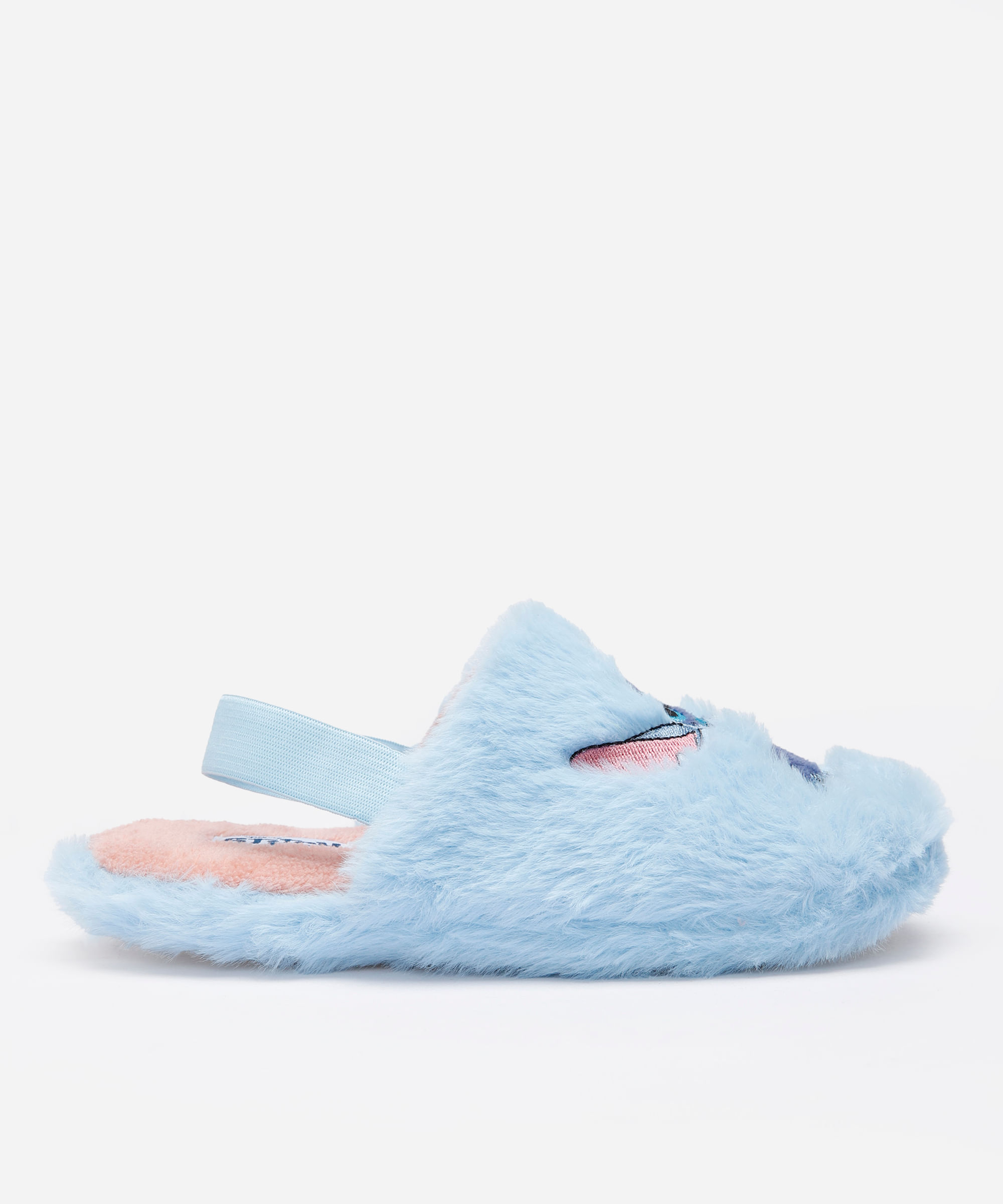 pantufa infantil stitch com antiderrapante azul