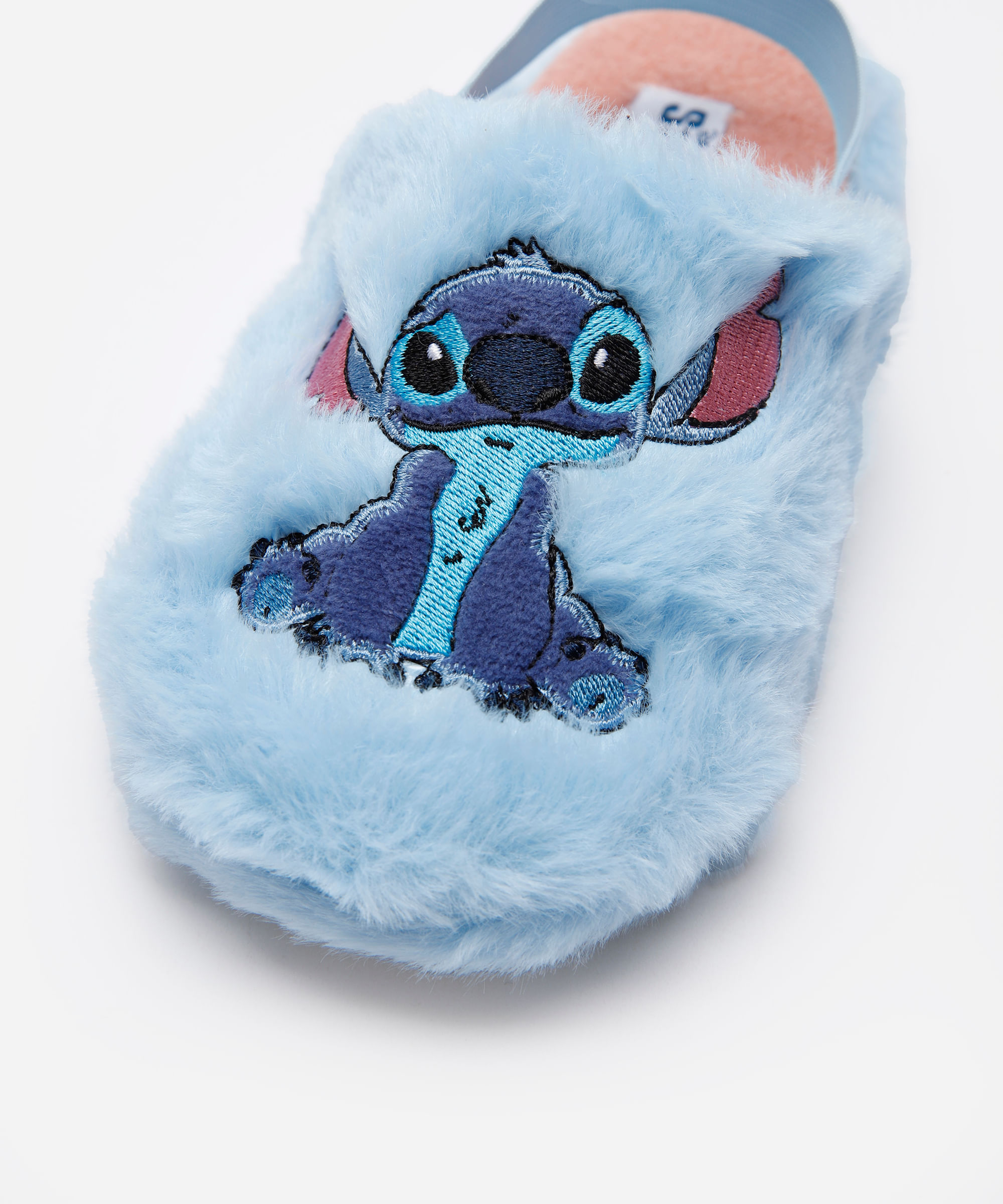 pantufa infantil stitch com antiderrapante azul