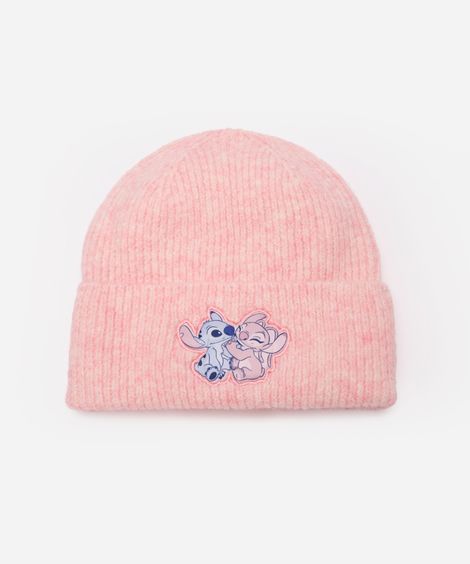gorro infantil texturizado stitch e angel rosa