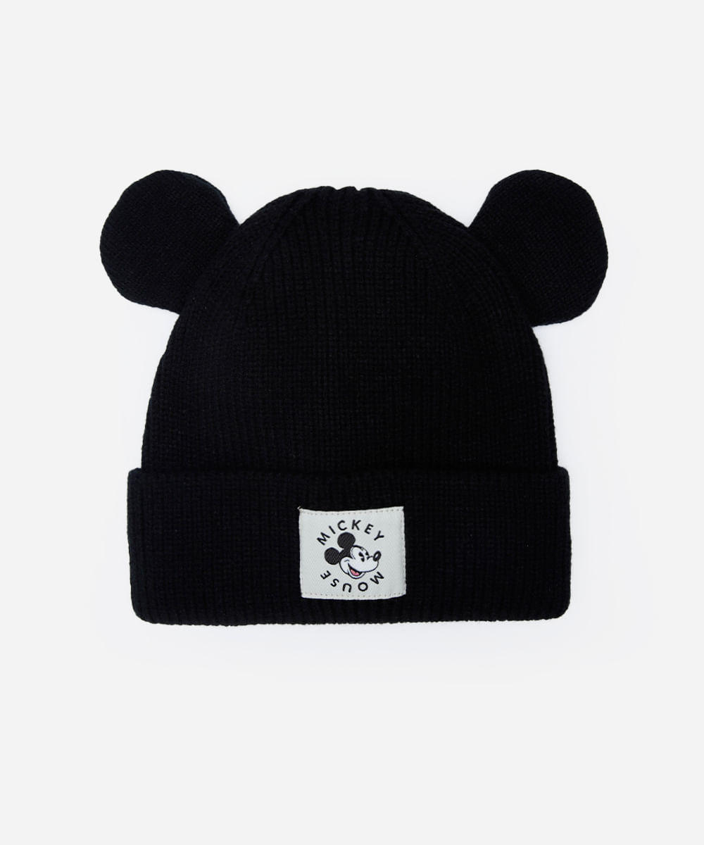 gorro infantil texturizado mickey preto