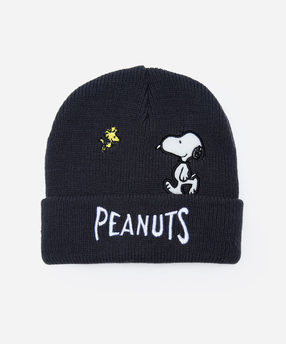 gorro infantil texturizado snoopy cinza