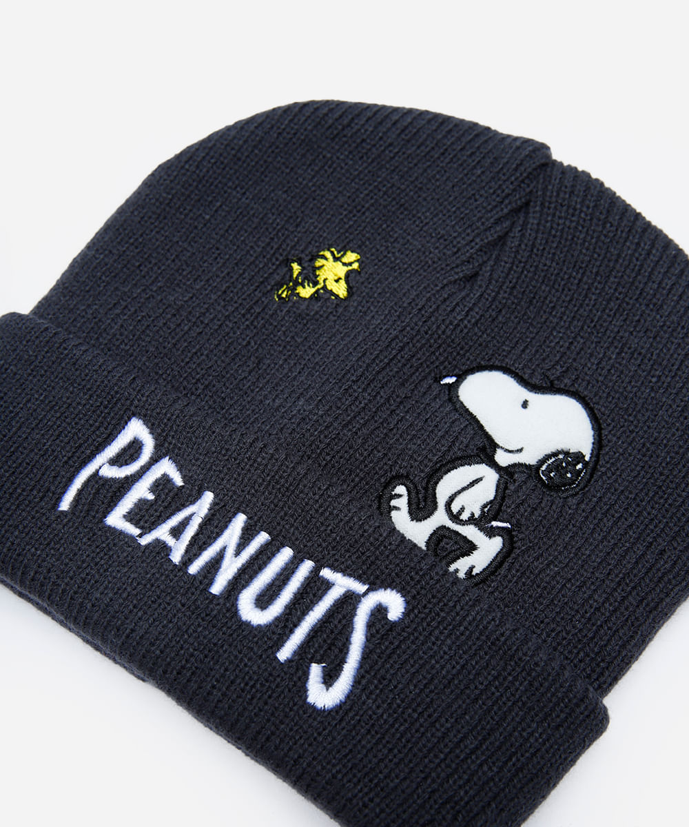 gorro infantil texturizado snoopy cinza