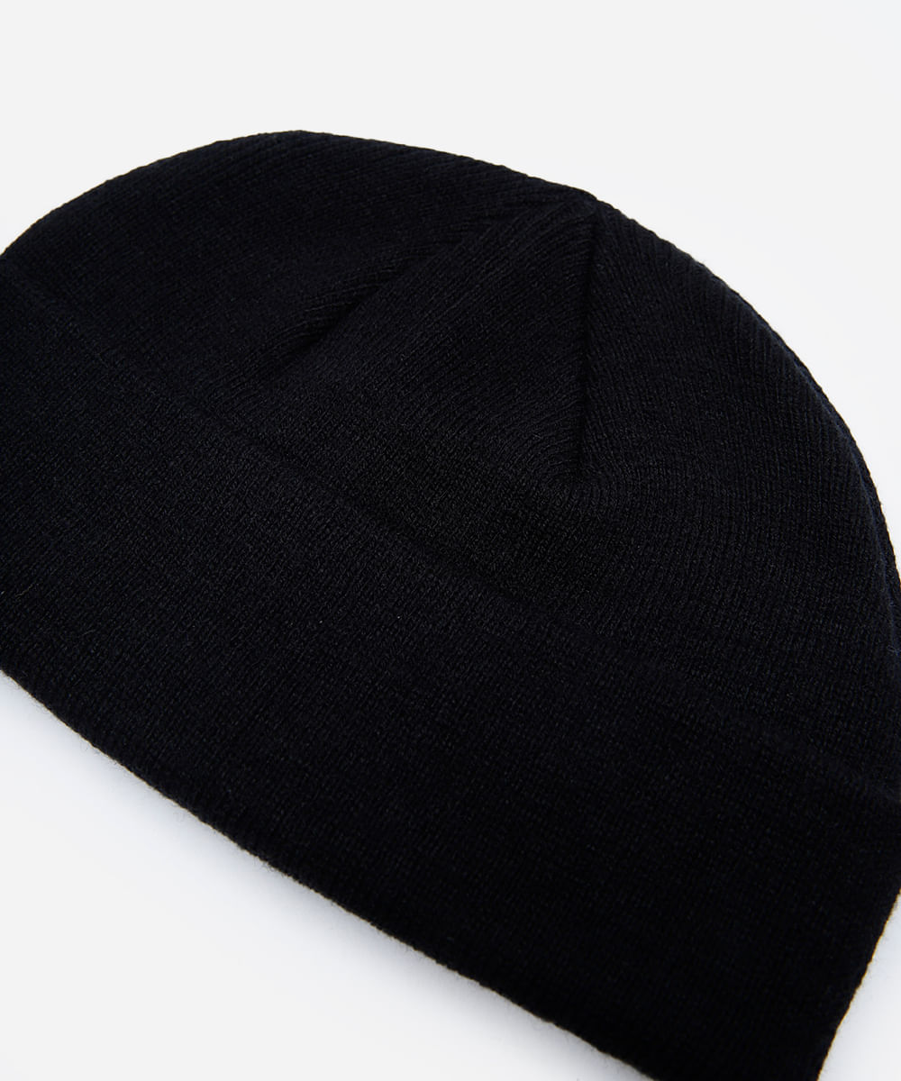 gorro curto masculino de tricot preto