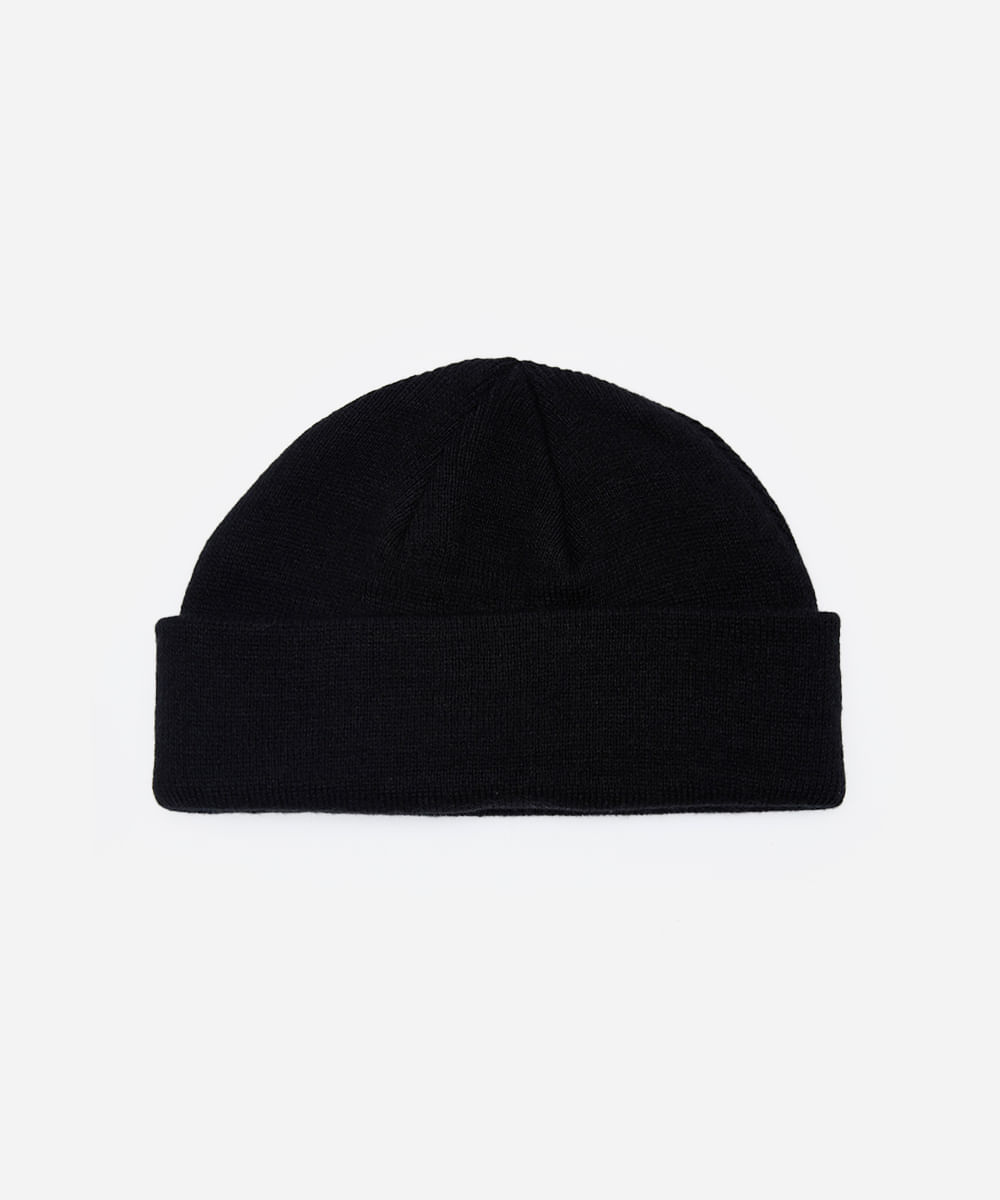 gorro curto masculino de tricot preto