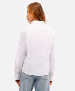 camisa feminina de algodão manga longa off white