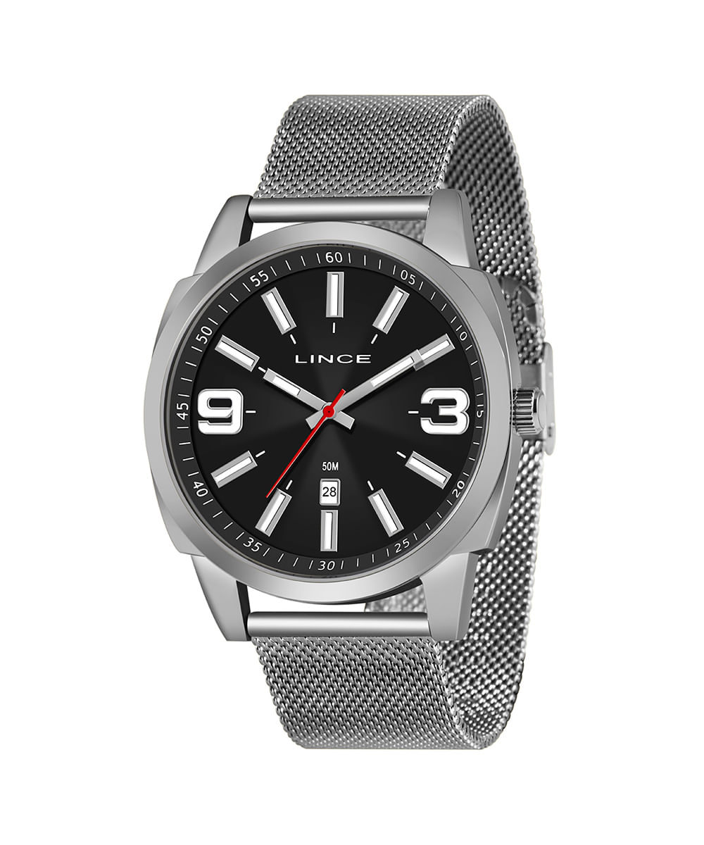 relógio masculino lince mrm4683lp2sx analógico calendário prateado