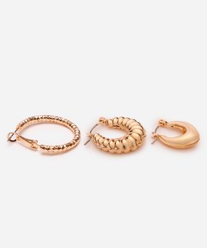 kit de 3 brincos de argolas texturizadas dourado
