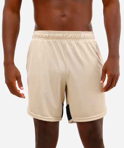 short masculino esportivo texturizado com recorte - bege