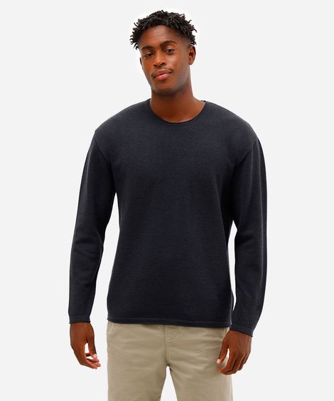 suéter masculino de tricot texturizado cinza