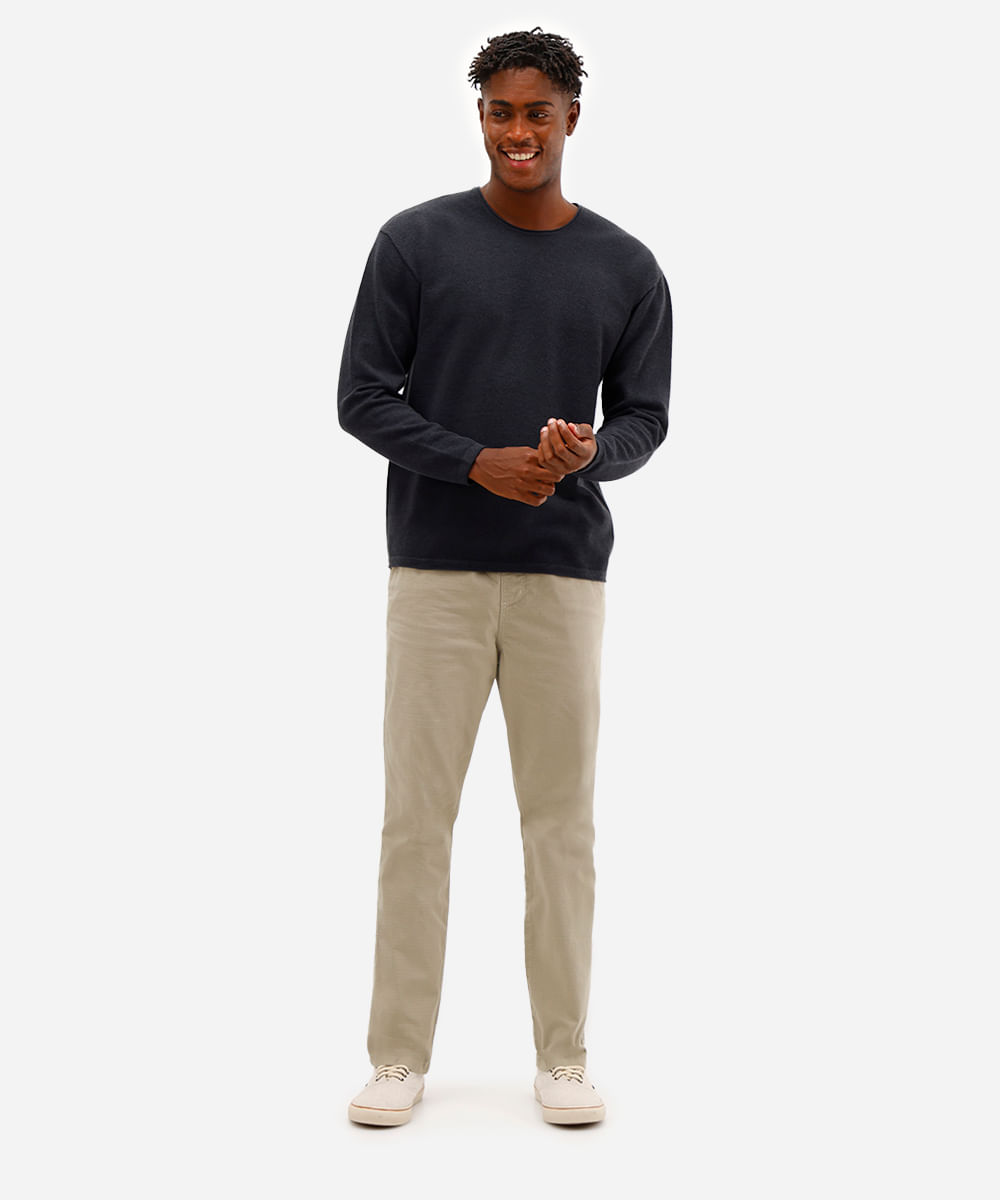 suéter masculino de tricot texturizado cinza